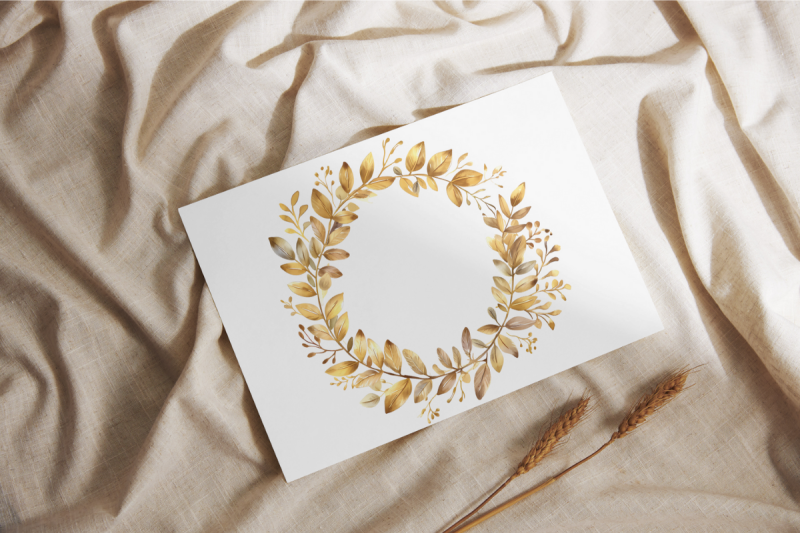 gold-laurel-wreath-watercolor-sublimation