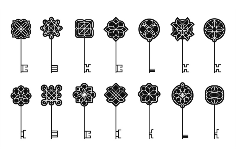 black-keys-collection-cartoon-vintage-key-silhouettes-old-fashioned