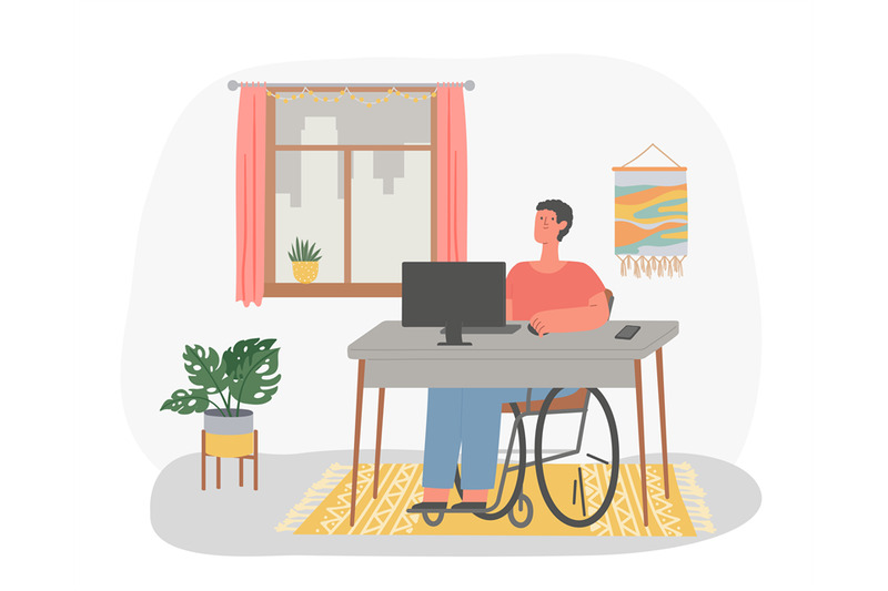 disabled-man-in-wheelchair-working-at-computer-in-home-freelance-work