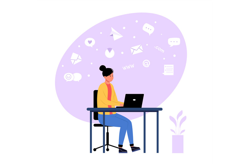 email-and-messaging-concept-woman-sitting-at-desk-working-on-laptop