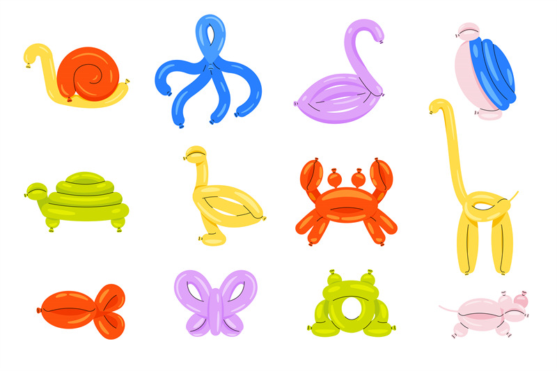 balloon-animals-cartoon-helium-gas-twisted-sculptures-of-cute-animals