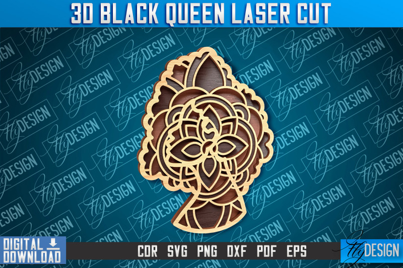 3d-black-queen-black-woman-signs-laser-cut-cnc-file