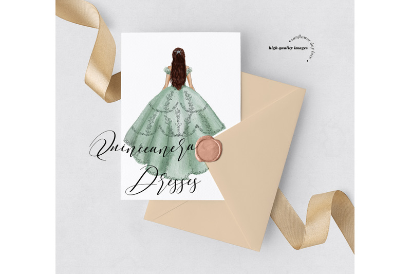 dusty-green-princess-clipart-sage-green-quinceanera