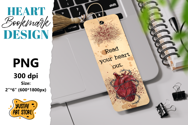 barbed-wire-heart-bookmark-printable-read-your-heart-out