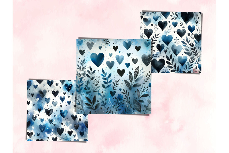 watercolor-blue-hearts-valentine-039-s-day-patterns