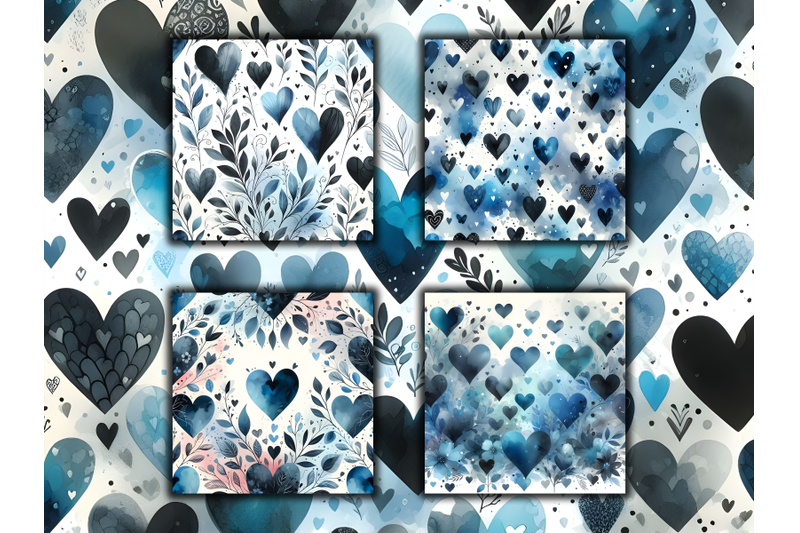 watercolor-blue-hearts-valentine-039-s-day-patterns