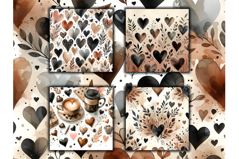 watercolor-brown-hearts-valentine-039-s-day-patterns