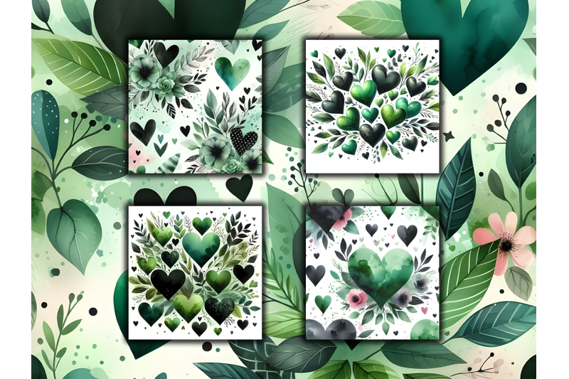 watercolor-green-hearts-valentine-039-s-day-patterns