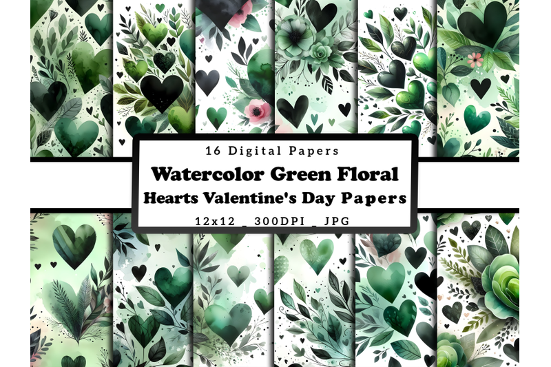 watercolor-green-hearts-valentine-039-s-day-patterns