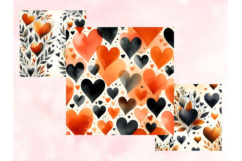 watercolor-orange-hearts-valentine-039-s-day-patterns