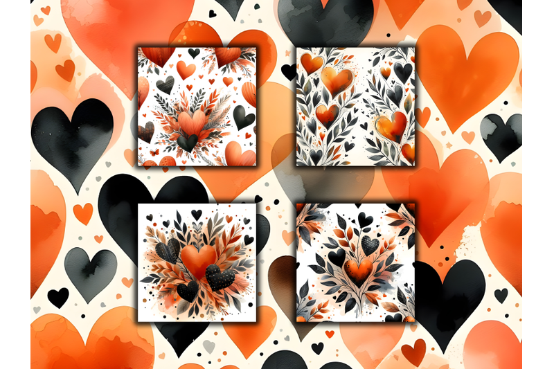 watercolor-orange-hearts-valentine-039-s-day-patterns