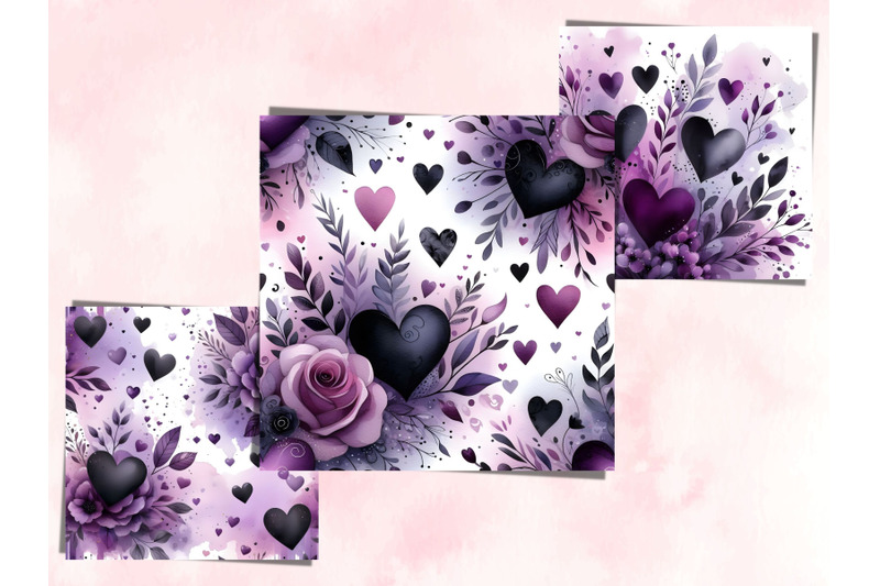 watercolor-purple-hearts-valentine-039-s-day-patterns