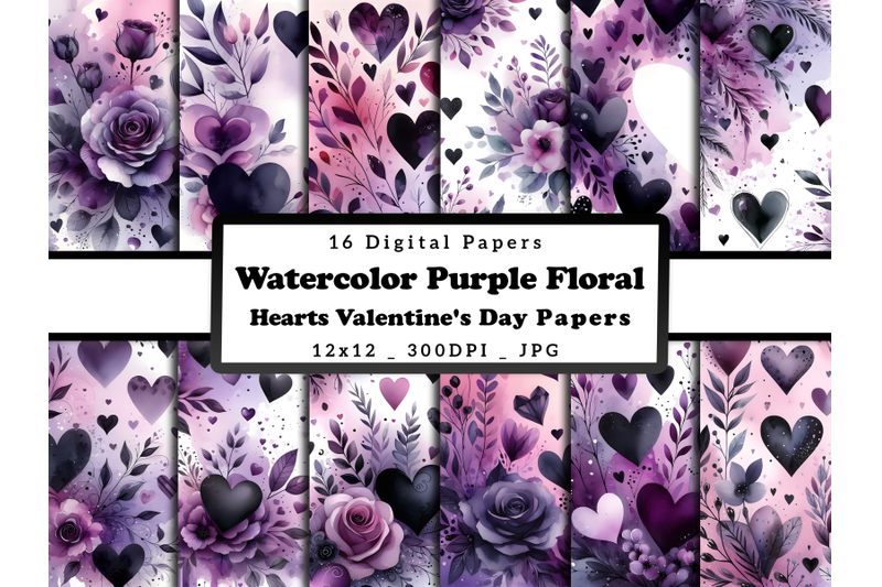 watercolor-purple-hearts-valentine-039-s-day-patterns