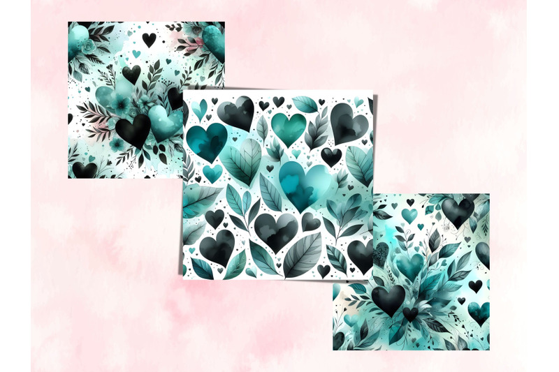 watercolor-turquoise-hearts-valentine-039-s-day-patterns