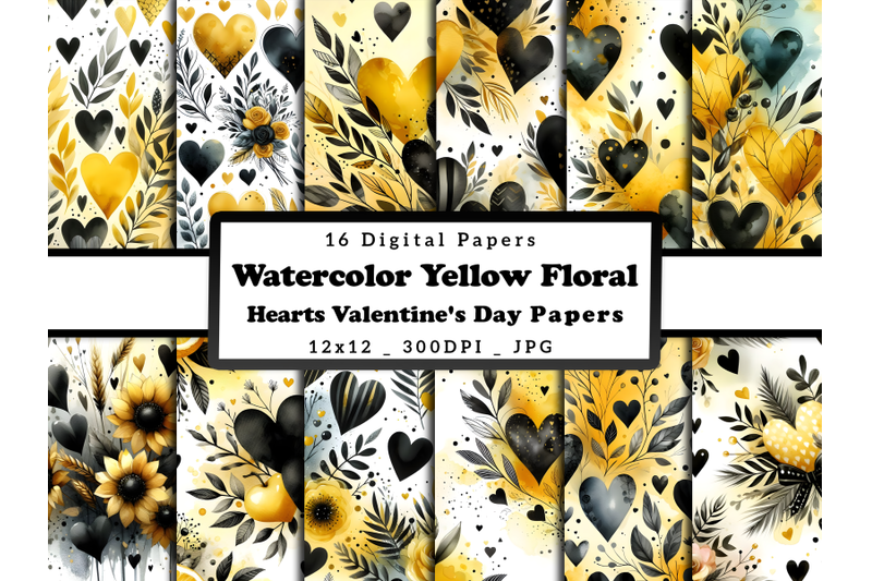 watercolor-yellow-hearts-valentine-039-s-day-patterns