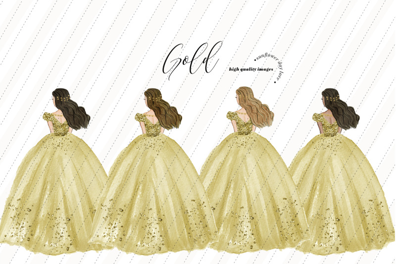 elegant-gold-princess-dresses-clipart-quinceanera