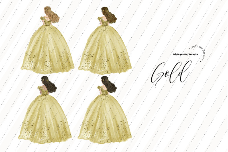 elegant-gold-princess-dresses-clipart-quinceanera