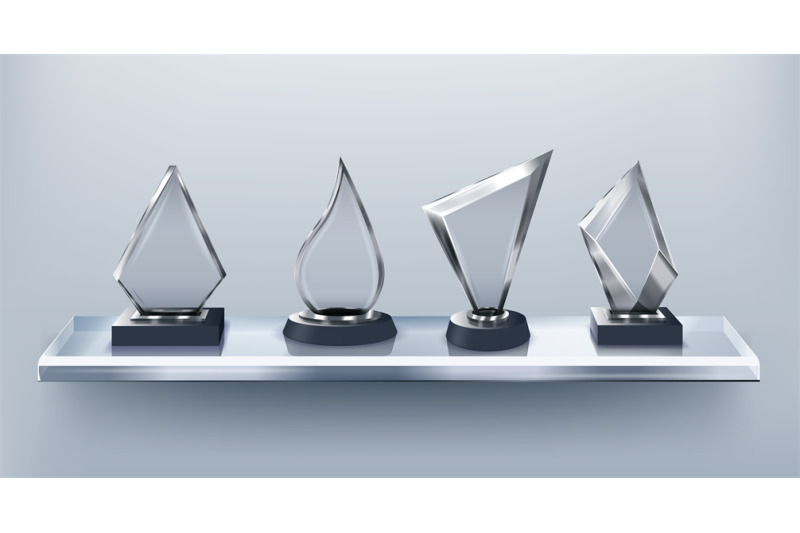 glass-awards-on-display-shelf-gallery-of-honor-clear-transparent-cry