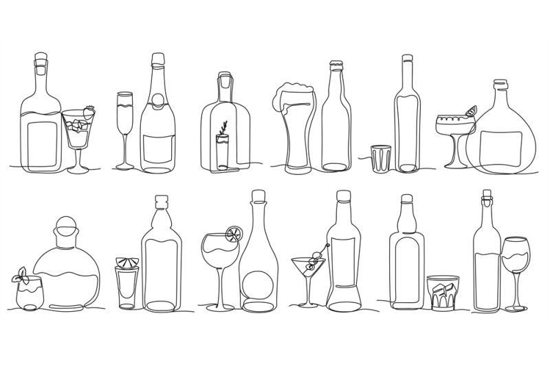 continuous-one-line-alcohol-drinks-minimalist-alcohol-bottles-and-gla