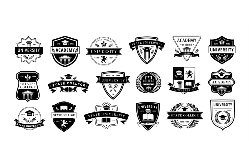 education-badge-monochrome-labels-for-university-academy-and-college