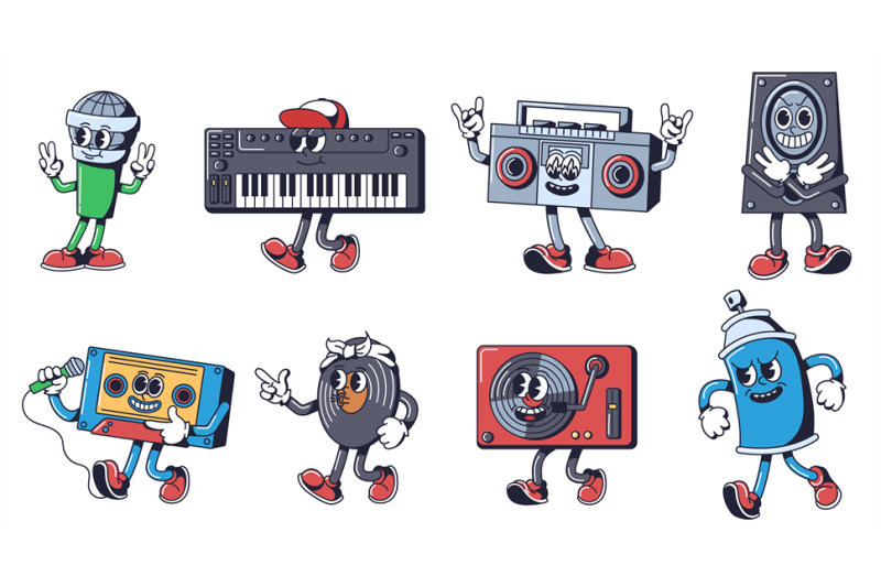 hip-hop-music-mascots-beat-boxing-microphone-synth-keyboard-cassett