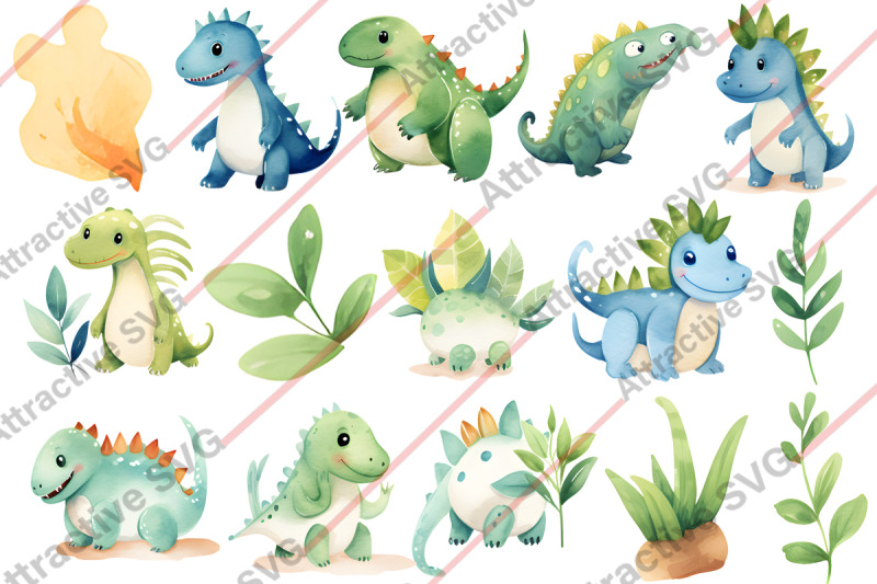 dinosaur-watercolor-clipart-png-collection