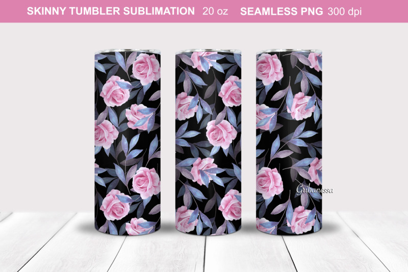 roses-with-blue-leaves-tumbler-wrap-tumbler-sublimation
