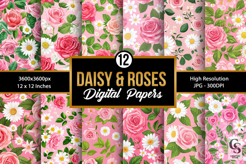 spring-pink-roses-and-daisies-seamless-patterns