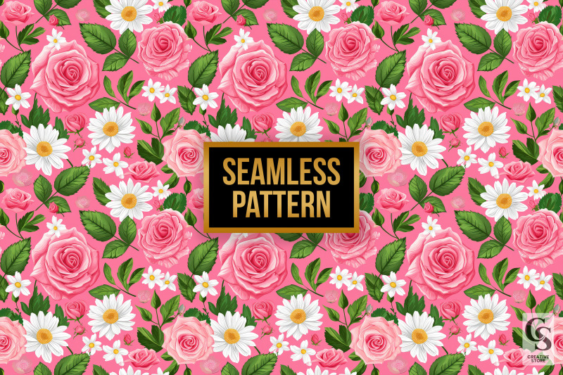 spring-pink-roses-and-daisies-seamless-patterns