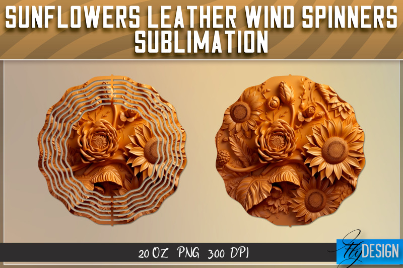 sunflowers-leather-wind-spinners-sublimation-png-design