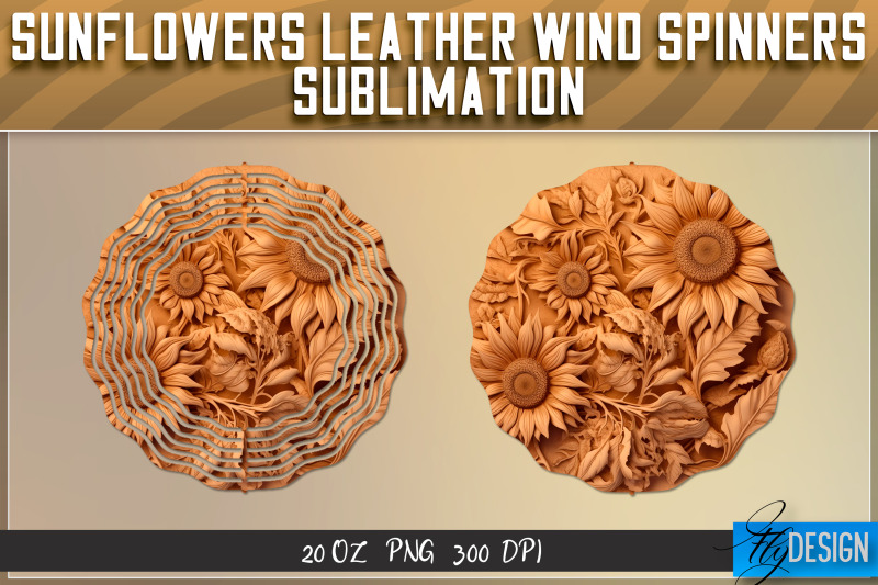 sunflowers-leather-wind-spinners-sublimation-png-design