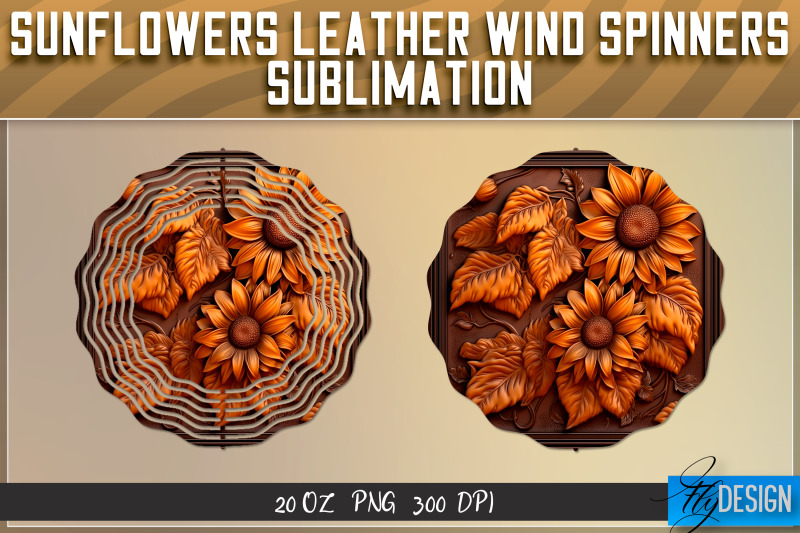 sunflowers-leather-wind-spinners-sublimation-png-design