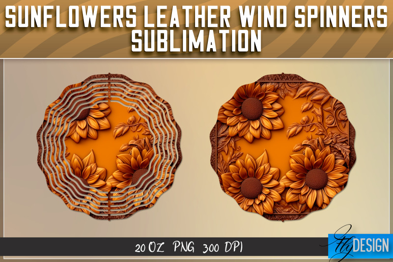 sunflowers-leather-wind-spinners-sublimation-png-design