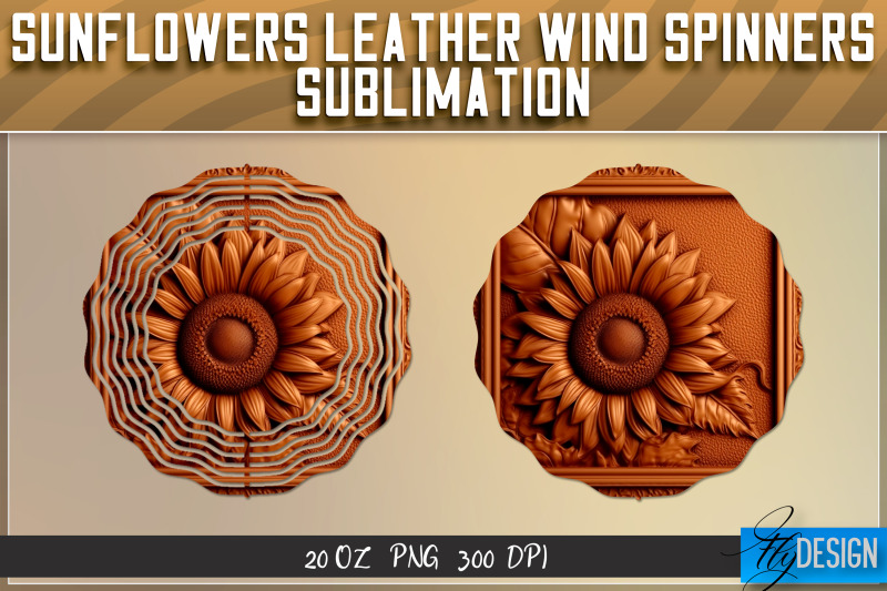 sunflowers-leather-wind-spinners-sublimation-png-design