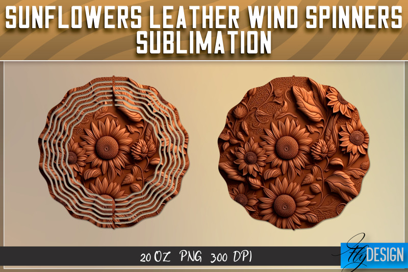 sunflowers-leather-wind-spinners-sublimation-png-design