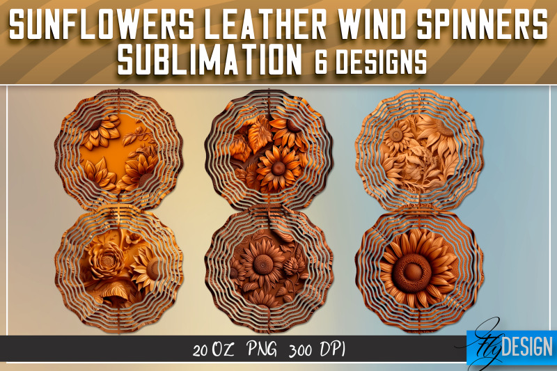 sunflowers-leather-wind-spinners-sublimation-png-design