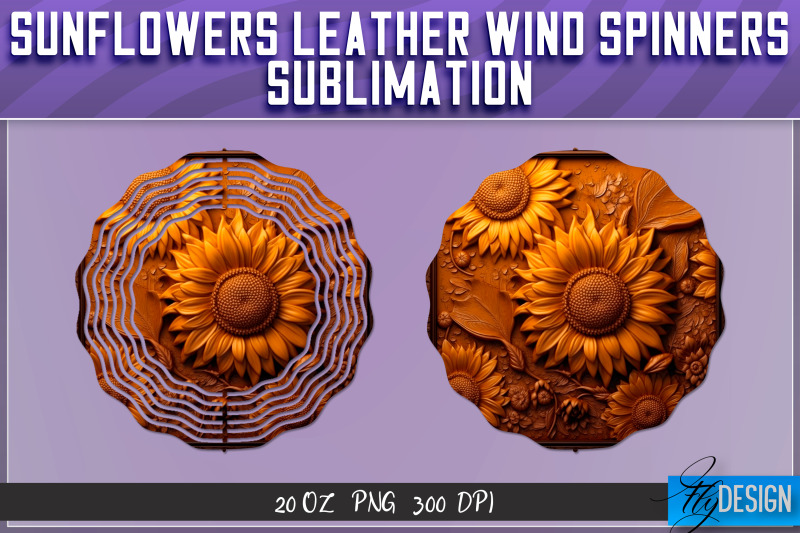 sunflowers-leather-wind-spinners-sublimation-png-design