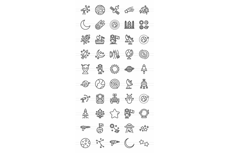 50-astronomy-line-icons