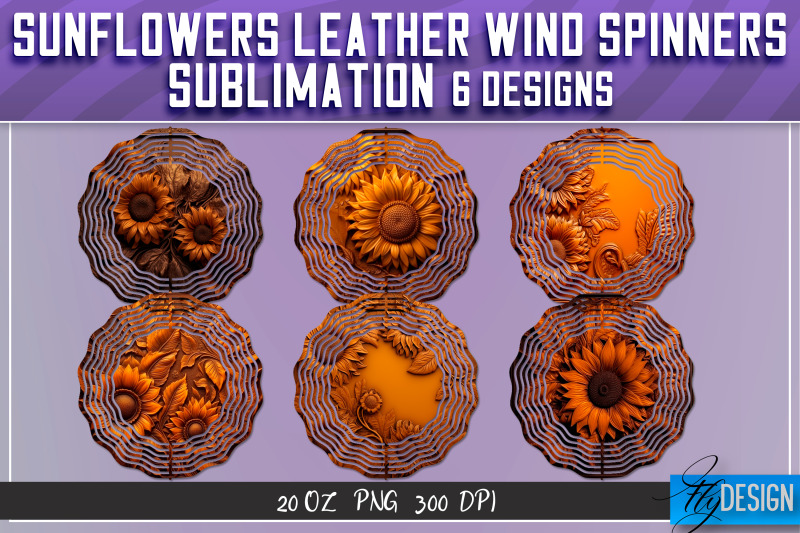 sunflowers-leather-wind-spinners-sublimation-png-design