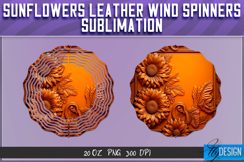 sunflowers-leather-wind-spinners-sublimation-png-design