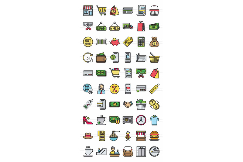 60-shopping-filled-line-icons