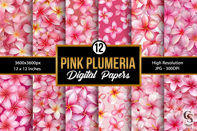 pink-tropical-plumeria-flowers-digital-papers