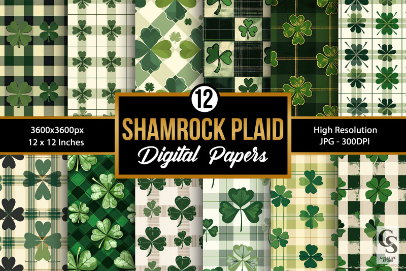 shamrock-plaid-seamless-patterns