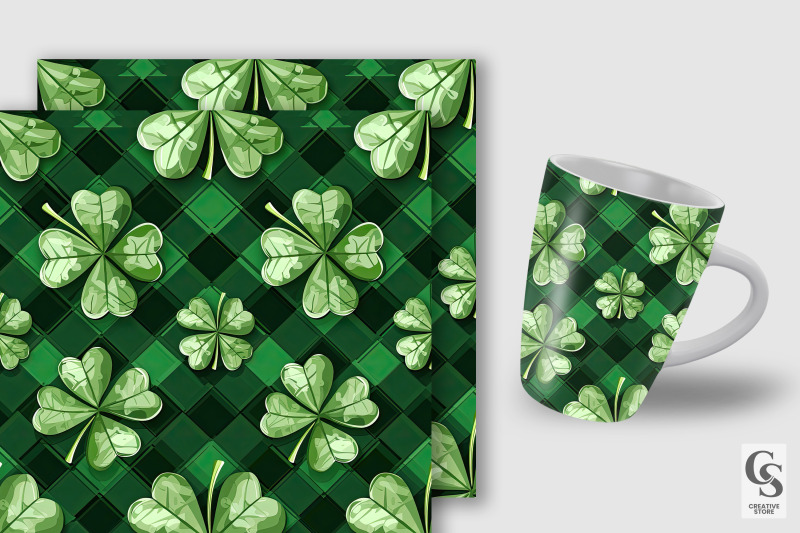 shamrock-plaid-seamless-patterns