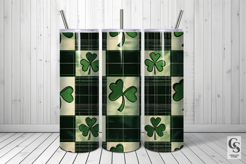 shamrock-plaid-seamless-patterns