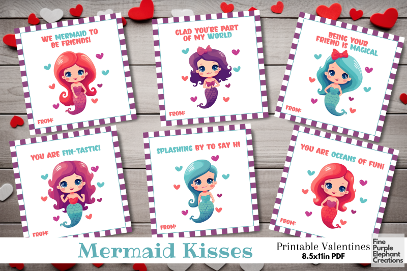 printable-kid-magical-mermaid-valentine-digital-paper-cards