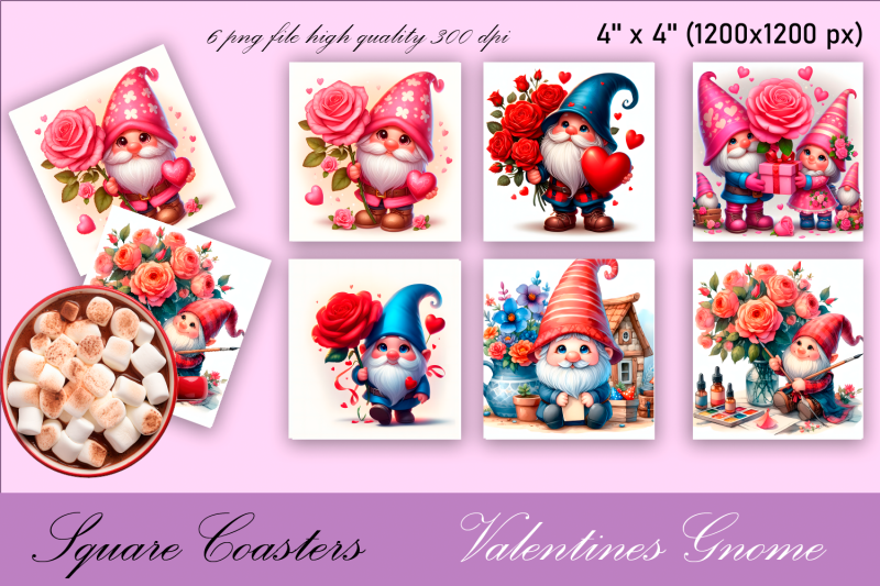 valentines-gnome-cute-gnome-square-coaster-design