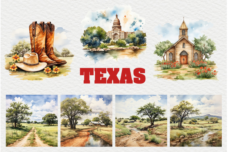 texas-watercolor-clipart