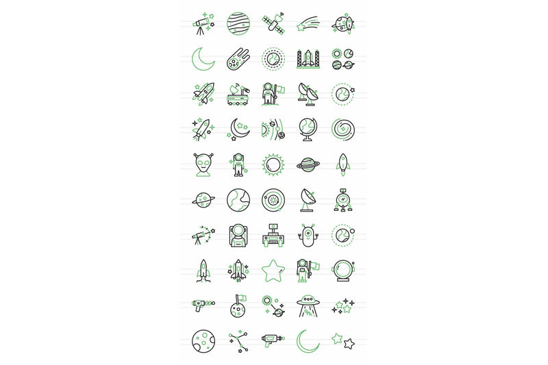 50-astronomy-green-amp-black-icons