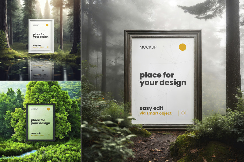 frame-poster-mockups-in-the-forest